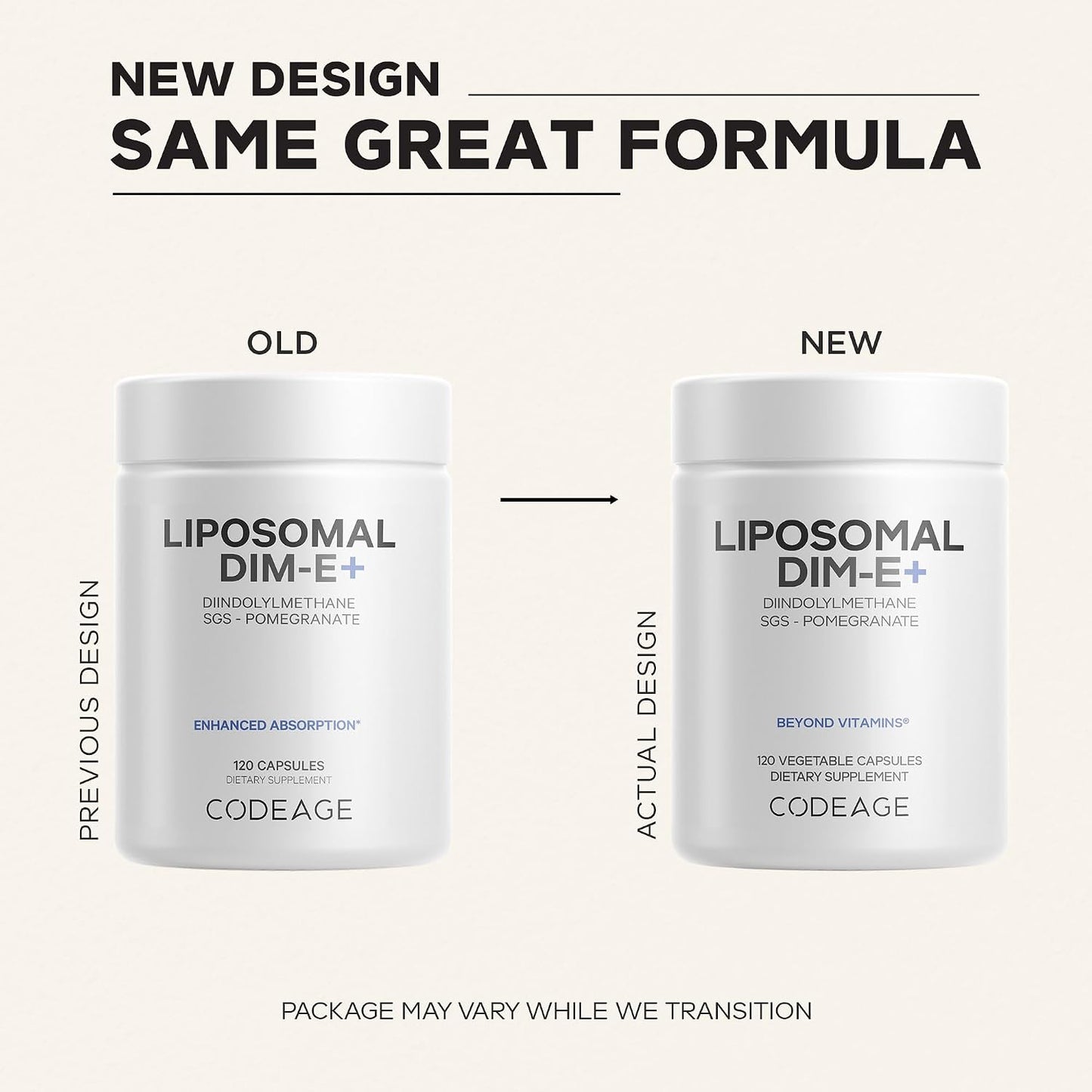 Codeage Liposomal DIM Supplement - 4 Months Supply of DIM Vitamins and SGS, Pomegranate, Broccoli, Vitamin E Isomers Tocopherols Alpha Beta Gamma Delta - Liposomal Formula - Gluten-Free - 120 Capsules