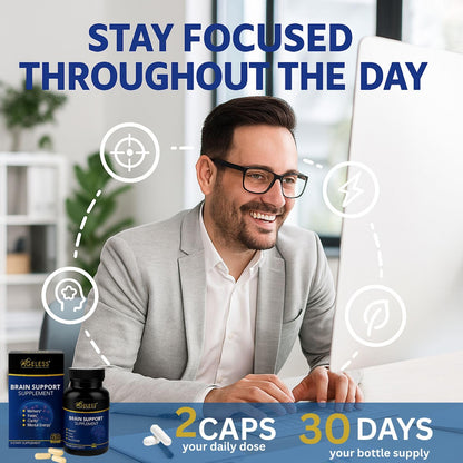Ageless Anti-Aging & Brain Health – UltraMAX Gold™ HGH Capsules + Nootropic Brain Supplement for Memory, Focus, Immune Support & Restful Sleep – 90 + 60 Capsules