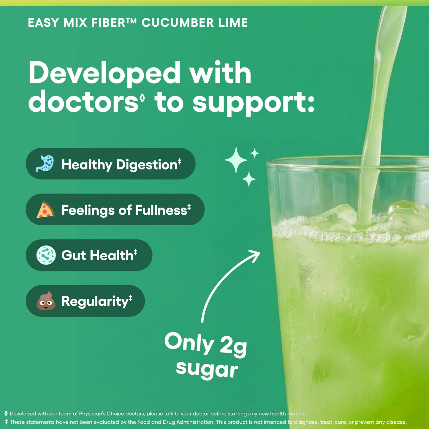 Physician's CHOICE Easy Mix Fiber for GLP-1 Support - No Grit & Sugar Free - Daily Prebiotic Soluble Fiber Powder Supplement - Digestive Health & Regularity - for Women and Men - Unflavored - 7.1oz