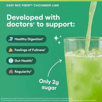 Physician's CHOICE Easy Mix Fiber for GLP-1 Support - No Grit & Sugar Free - Daily Prebiotic Soluble Fiber Powder Supplement - Digestive Health & Regularity - for Women and Men - Unflavored - 7.1oz