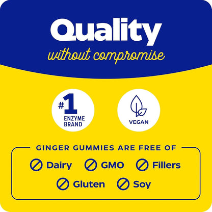 Enzymedica Ginger Root & Vitamin B6 Gummies for Adults, 60 Count | Daily Support for Digestive Comfort and Travel Wellness