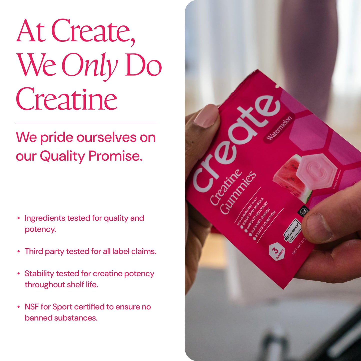 Create Creatine Gummies – Single-Serve Packs – 30ct – Variety Pack | NSF Certified for Sport – Made with Creatine Monohydrate, Vegan & Gluten-Free, Anti-Melting Formula, 3 Gummies per Pack