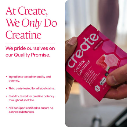 Create Creatine Gummies – Single-Serve Packs – 30ct – Variety Pack | NSF Certified for Sport – Made with Creatine Monohydrate, Vegan & Gluten-Free, Anti-Melting Formula, 3 Gummies per Pack