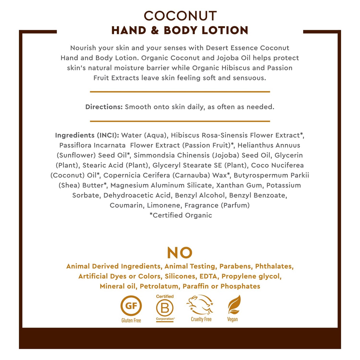 Desert Essence Organic Coconut Hand and Body Lotion 8 fl. oz.