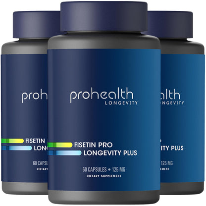 ProHealth Fisetin Supplements-15X Better Absorption from Polyphenol Blend + MCT Oil. 3rd Party Tested Pure. USA Manufactured. Powerful Antioxidant + Senolytic. Fisetin Supplement 125mg X 60 Servings