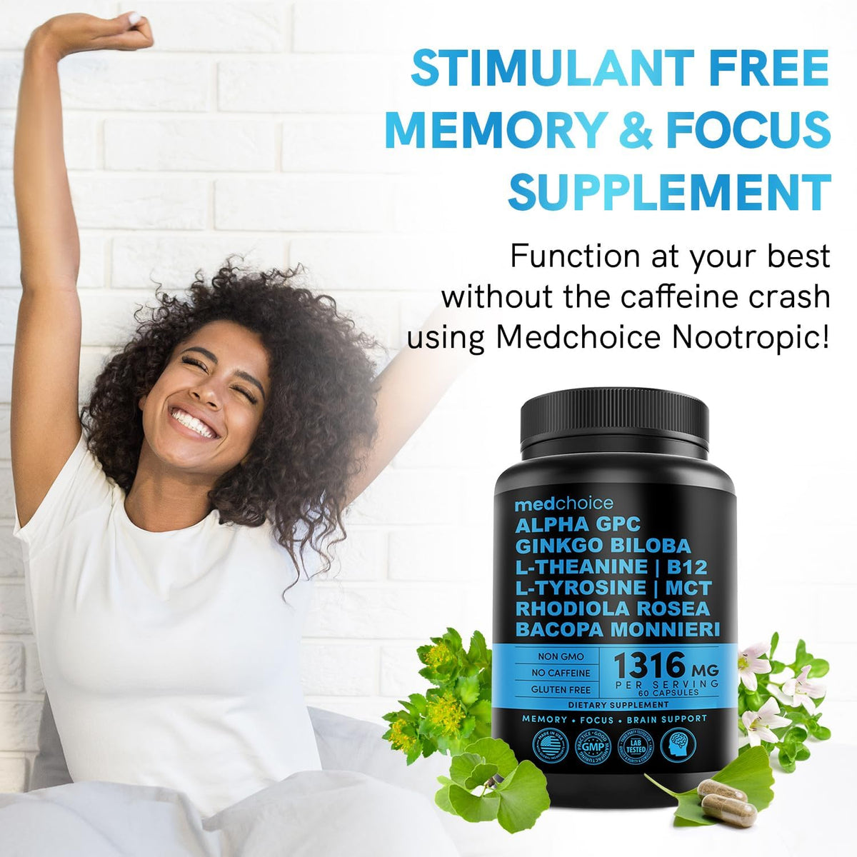 MEDCHOICE Sleep Melatonin (180ct) and Nootropic Brain (60ct) Supplement Bundle - Wellness Duo for Sleep, Brain, Focus, & Mood Support - Vegan, Non-GMO, Gluten-Free