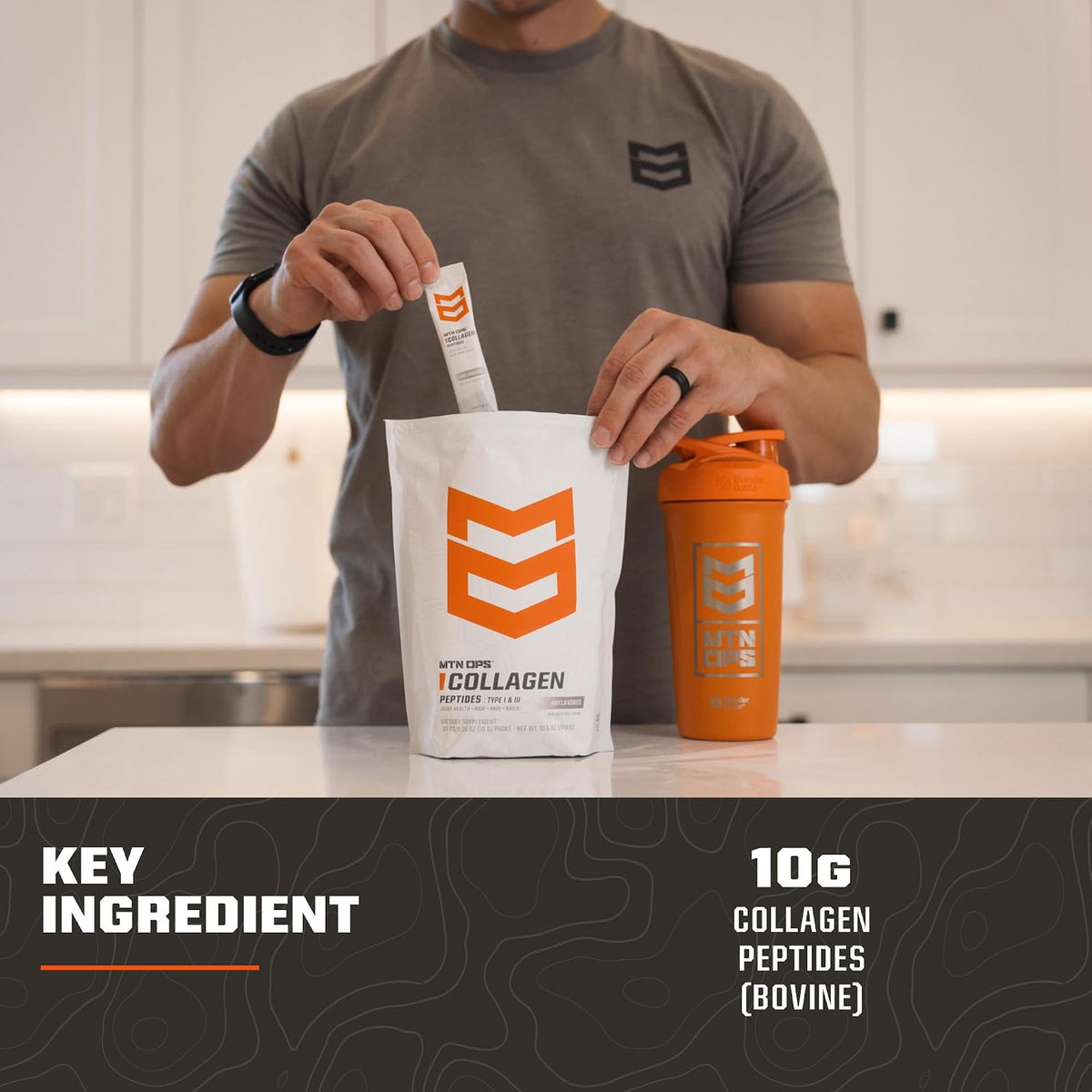 MTN OPS Collagen Peptides Stick Packs, Unflavored Protein Powder