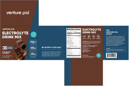 Venture Pal High Sodium Sugar-Free Electrolytes Powder Packets, 16 Sticks | Hydration Packets with Sodium, Potassium & Magnesium, Zero Calories, Keto, Vegan, and Paleo Friendly