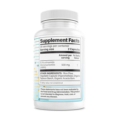 NMN 1000mg – 99%+ Pure, Stabilized & Third-Party Tested Nicotinamide Mononucleotide – NAD+ Booster for Energy & Healthy Aging – No Magnesium Stearate, Vegan, GMP Made in USA – 120 Capsules