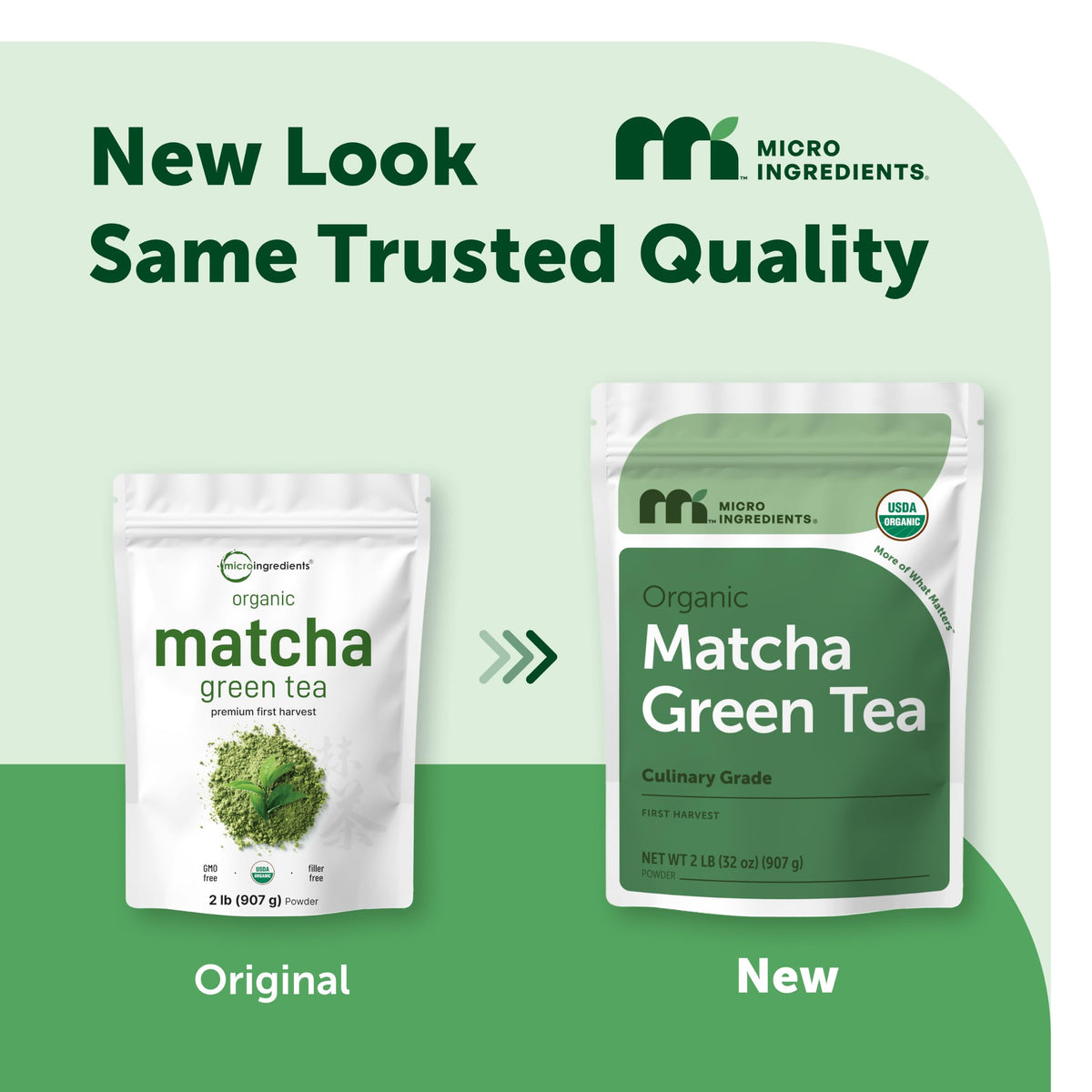 Micro Ingredients Organic Matcha Green Tea Powder, First Harvest, Culinary Grade from Japan, 100% Pure & Unflavored, Great for Tea, Latte, & Smoothies, Non-GMO, No Sugar, Eco-Friendly Packaging, 1 Lb