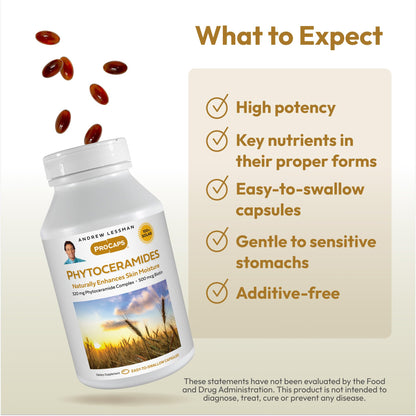 ANDREW LESSMAN Phytoceramides Skin Supplement, 60 Capsules | Plant-derived phytoceramides help support skin hydration, elasticity and a healthy-looking complexion from within.