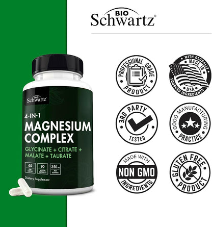 Magnesium Complex with 350mg Magnesium Glycinate Citrate Malate & Taurate