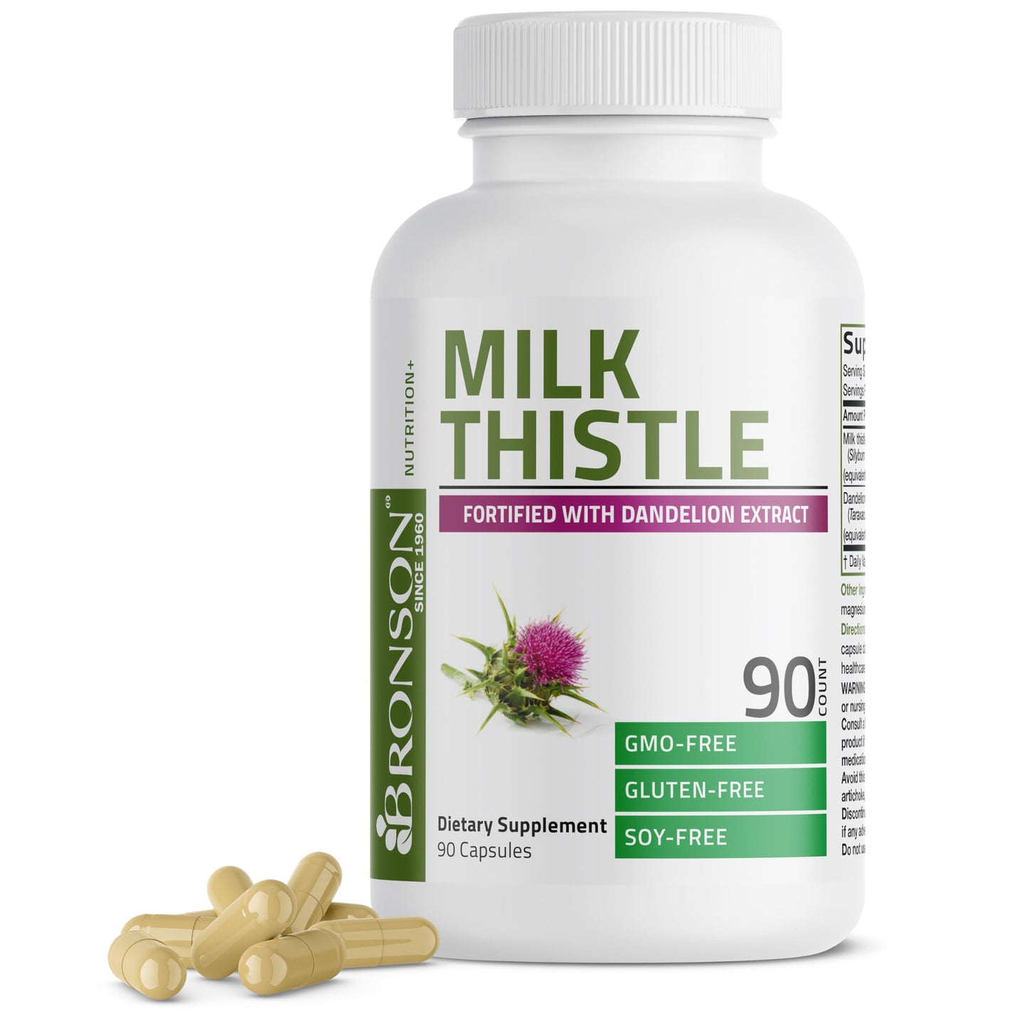 Bronson Milk Thistle Silymarin Marianum & Dandelion Extract, 120 Capsules | 2-in-1 Liver Cleanse, Health, Detox & Antioxidant Support, Non-GMO, Gluten-Free, Soy-Free