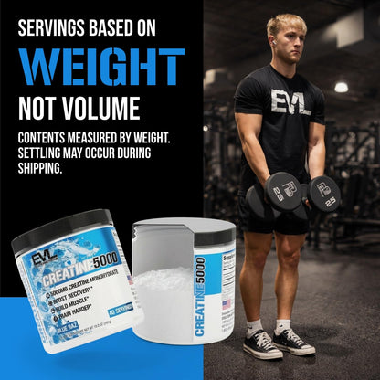 Evlution Nutrition Creatine 5000 - Supports Faster Recovery Lean Muscle Growth & Performance - Pre & Post Workout Powder - 5000mg Pure Creatine Monohydrate Per Serving - 60 Servings - Unflavored