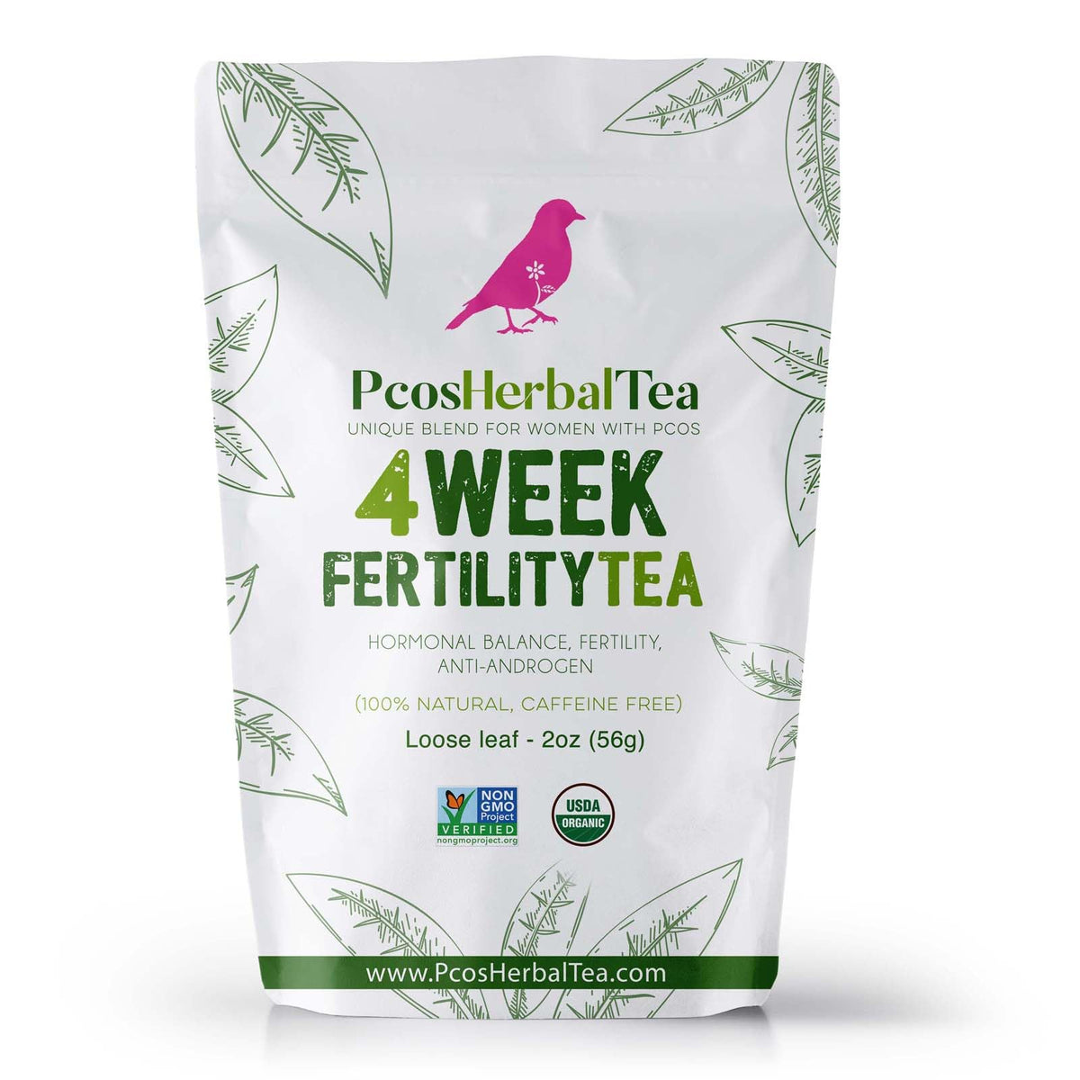 PCOS Cystem Tea with Organic Red Raspberry Leaf, Vitex, Spearmint Tea Supports Fertility