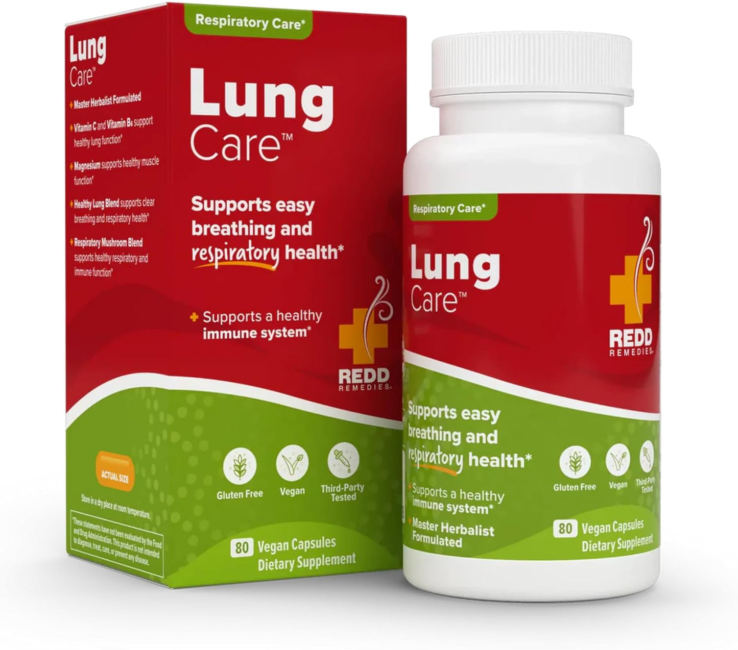 Redd Remedies, Lung Care, Supports Easy Breathing and Respiratory Health, 80 Vegan Capsules