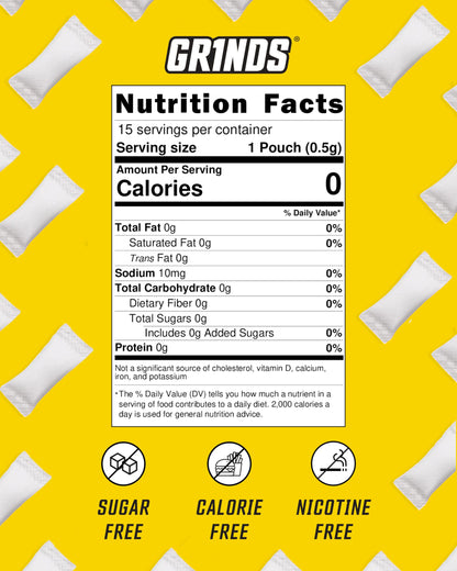 GRINDS Focus Pouches | Naturally Flavored with Nootropic Ingredients | Contains Alpha GPC and L-Theanine | Sugar-Free | 3 Pack | 18 Pouches Per Can | Blue Raspberry