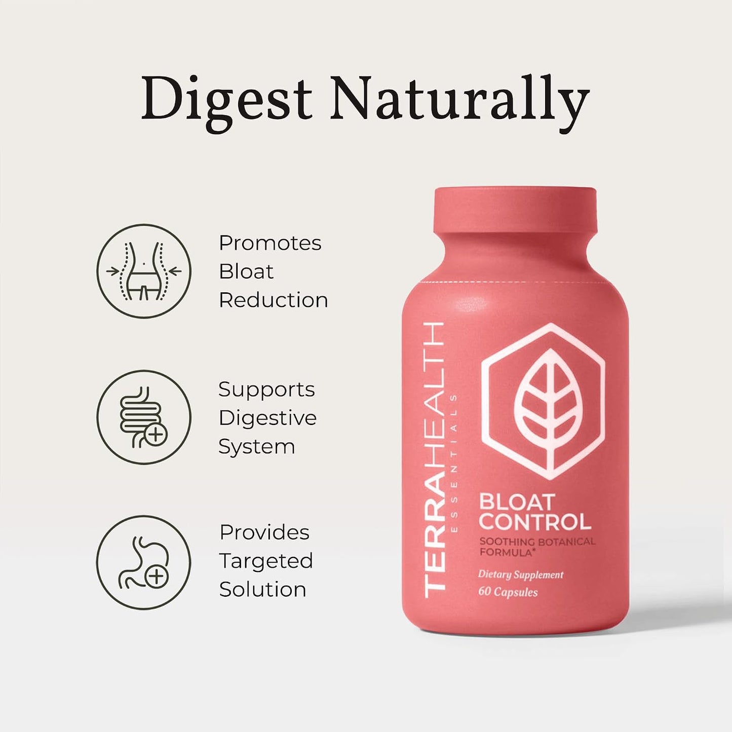 Terra Health Essentials Bloat Control | Fast-Acting No Bloat Relief w/Digestive Enzymes, Probiotic Strains for Targeted Anti Bloat Support - Lactase, Lipase, Protease & Amylase for Digestive Health