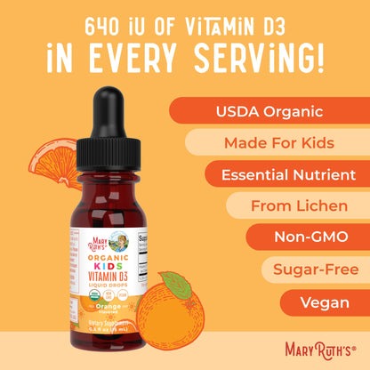 MARYRUTH'S Vitamin D3 Liquid Drops | Megadose 4000 IU | USDA Organic Liquid Vitamin D Spray for Adults & Kids | Immune Support & Bone Health | Vegan | Gluten Free | Non-GMO | 30 Servings