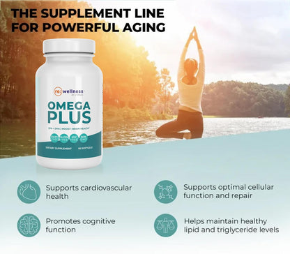 Reignite Wellness by JJ Virgin | Omega Plus | High-Dose Fish Oil Supplement | Supports Cardiovascular System & Joints | EPA & DHA Promotes Memory, Focus & Healthy Response to Stress | 60 Softgels
