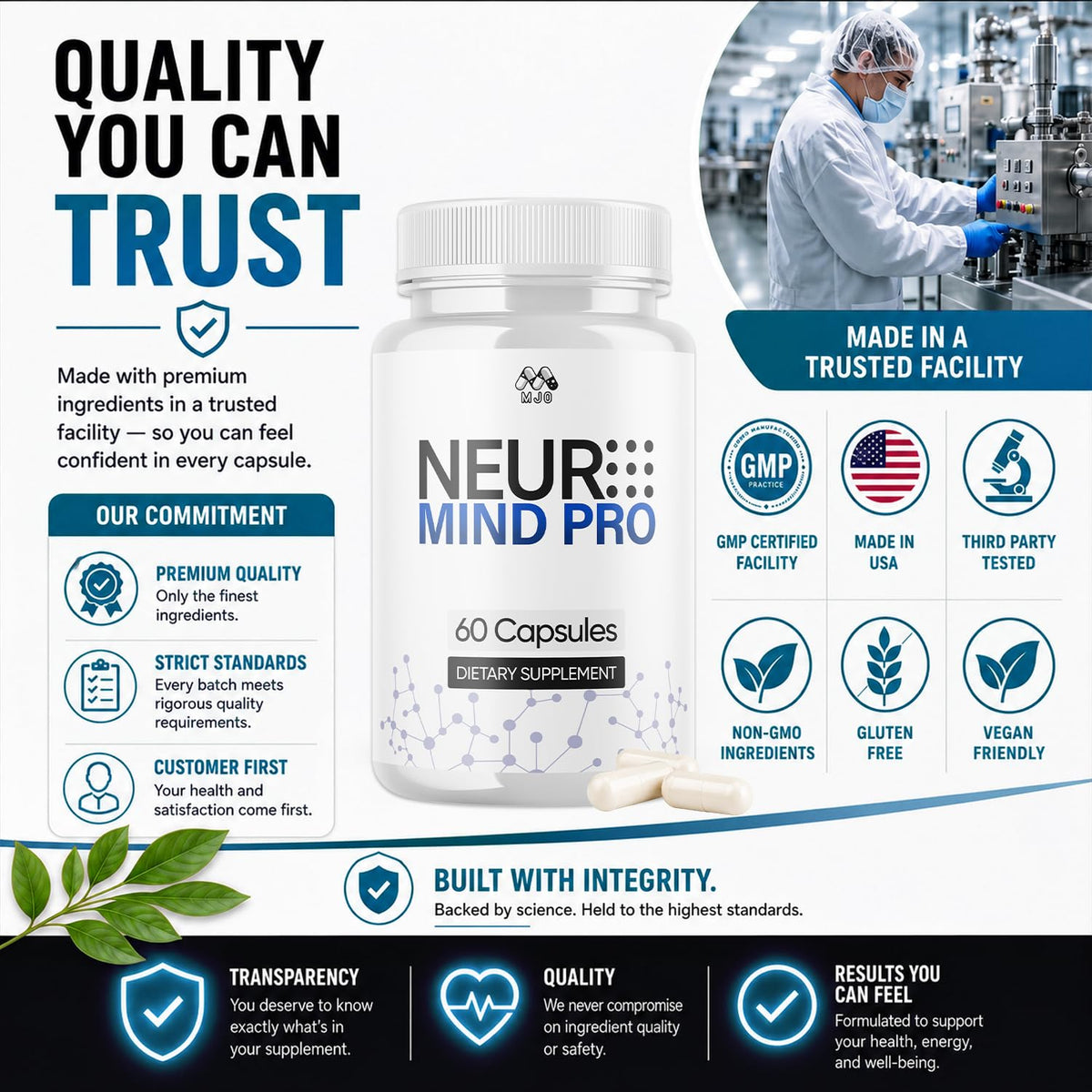 Neuro Mind Pro Capsules, Premium Formula NeuroMind Pro 1-Pack, 60 Capsules