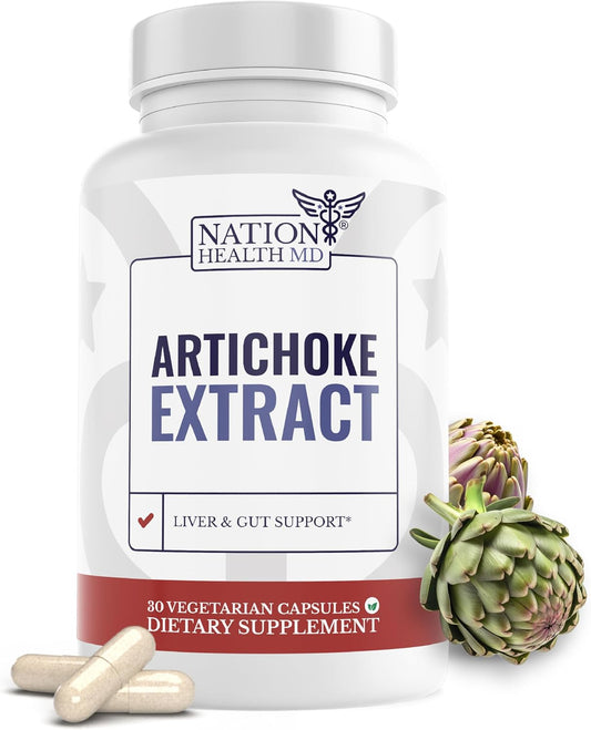 Artichoke Extract 500 mg | Liver Support Supplements | Natural Artichoke Extract, Liver Health Supplement, Digestive Support, Vegan, Gluten Free. 30 Days Supply. 30 Capsules