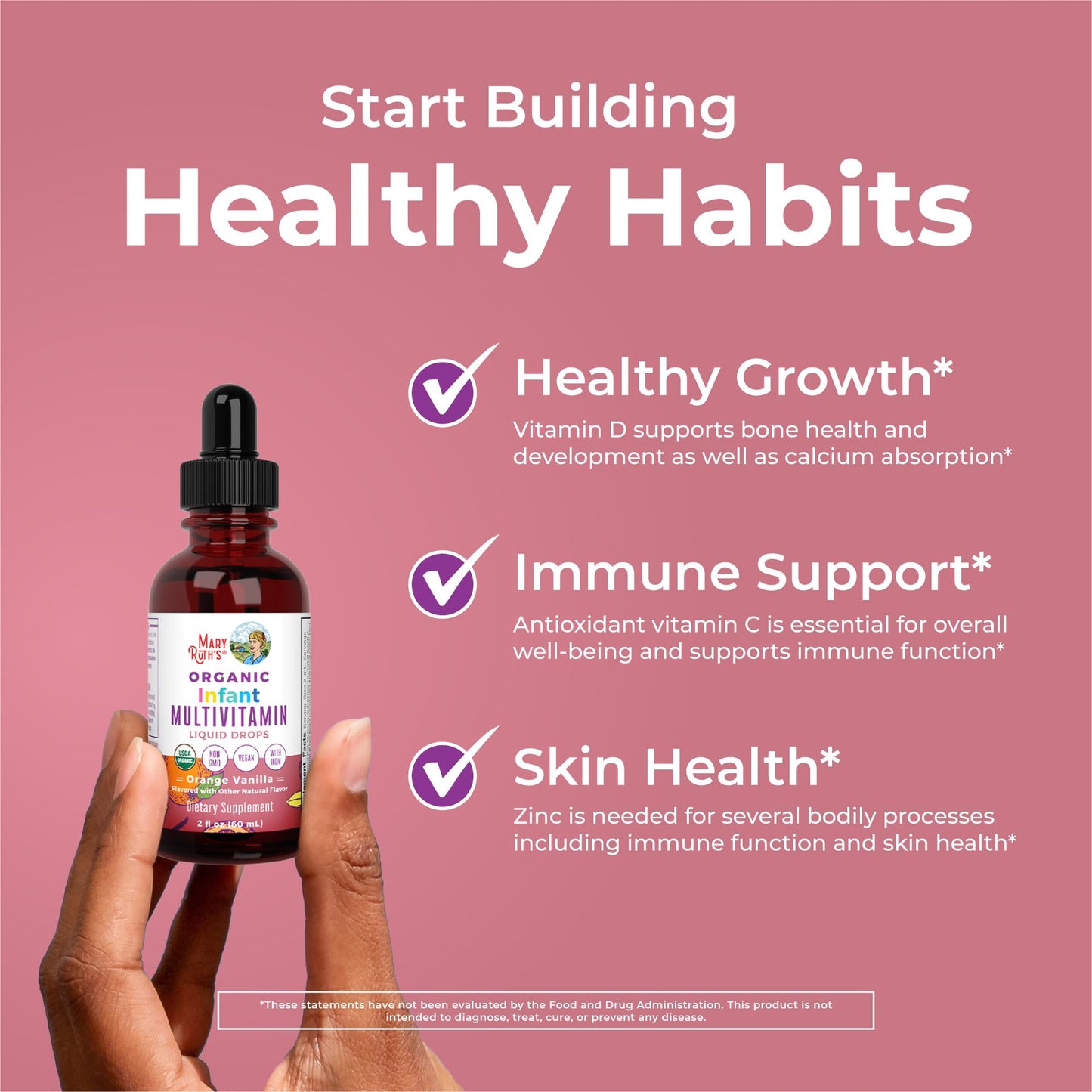 MARYRUTH'S Organics Multivitamin & Multimineral with Iron for Toddlers | USDA Organic | Sugar Free | Multivitamin Liquid Drops for Kids Ages 1-3 | Immune Support | Vegan | Non-GMO | 2 Fl Oz