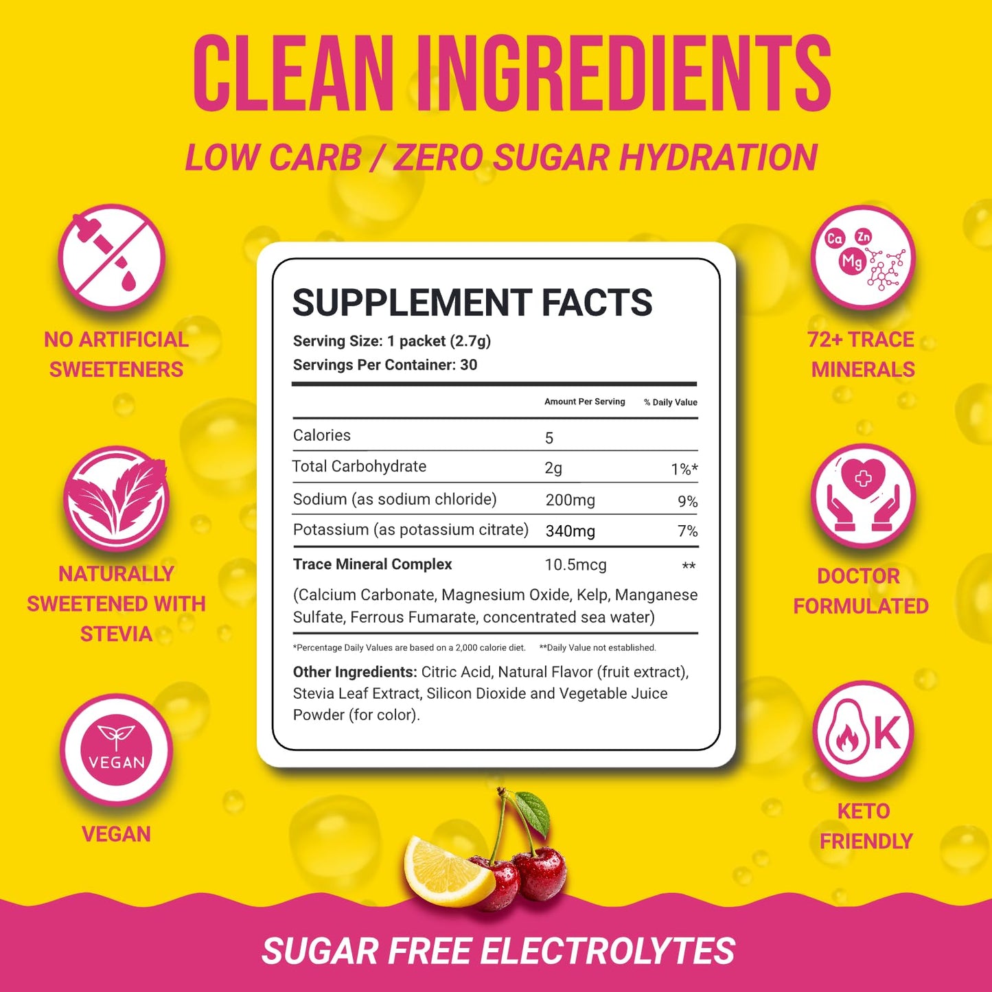 Dr. Price's Vitamins Electrolytes Powder Packets, Lemon Lime, 30 Pack | Electrolyte Mix, Hydration, No Sugar, Sodium, Potassium & 72+ Trace Minerals, Keto Friendly, Made in USA, Doctor-Formulated