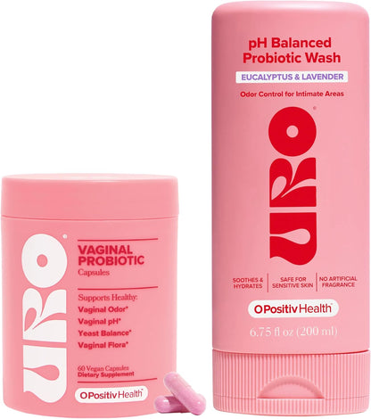 O Positiv URO Vaginal Probiotic and URO pH Balanced Probiotic Wash Bundle