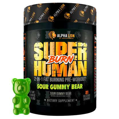 ALPHA LION Superhuman Burn – 2 in 1 Metabolism Booster Pre Workout and Thermogenic Fat Burner for Men – Appetite Suppressant and Weight Loss Supplement (21 Servings, Sweet Black Cherry Flavor)