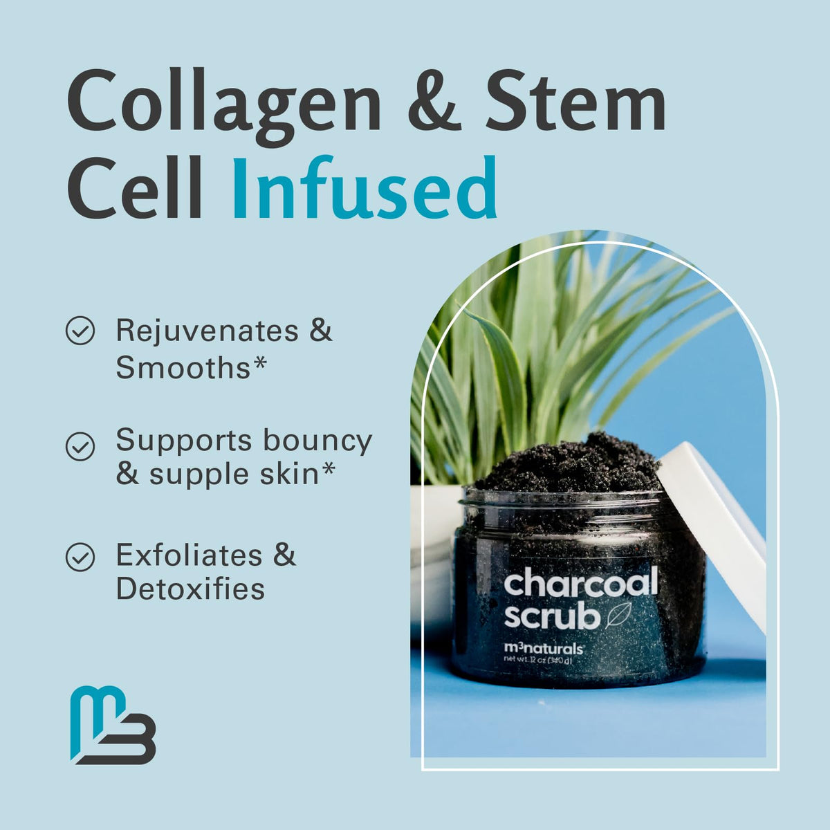 Himalayan Salt Scrub Face Foot & Body Exfoliator Infused with Collagen and Stem Cell Natural Exfoliating Salt Body Scrub for Toning Cellulite Skin Care by M3 Naturals