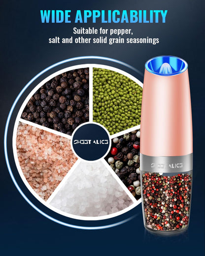 Gravity Electric Pepper and Salt Grinder Set, Adjustable Coarseness, Battery Powered