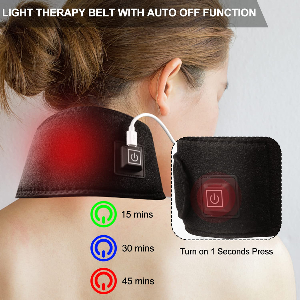 Red Light Therapy Belt for Neck, Infrared Light Therapy Flexible Wearable Wrap Pad