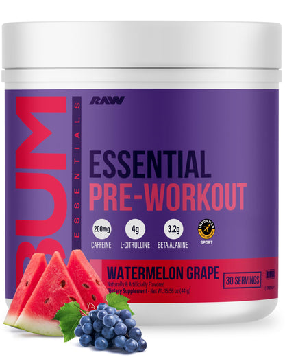 RAW Nutrition - Essential Pre - Chris Bumstead Pre Workout Formula, Sports Nutrition Pre-Workout Powders | Men & Womens Drink, Energy Powder for Working Out (Blue Raspberry)