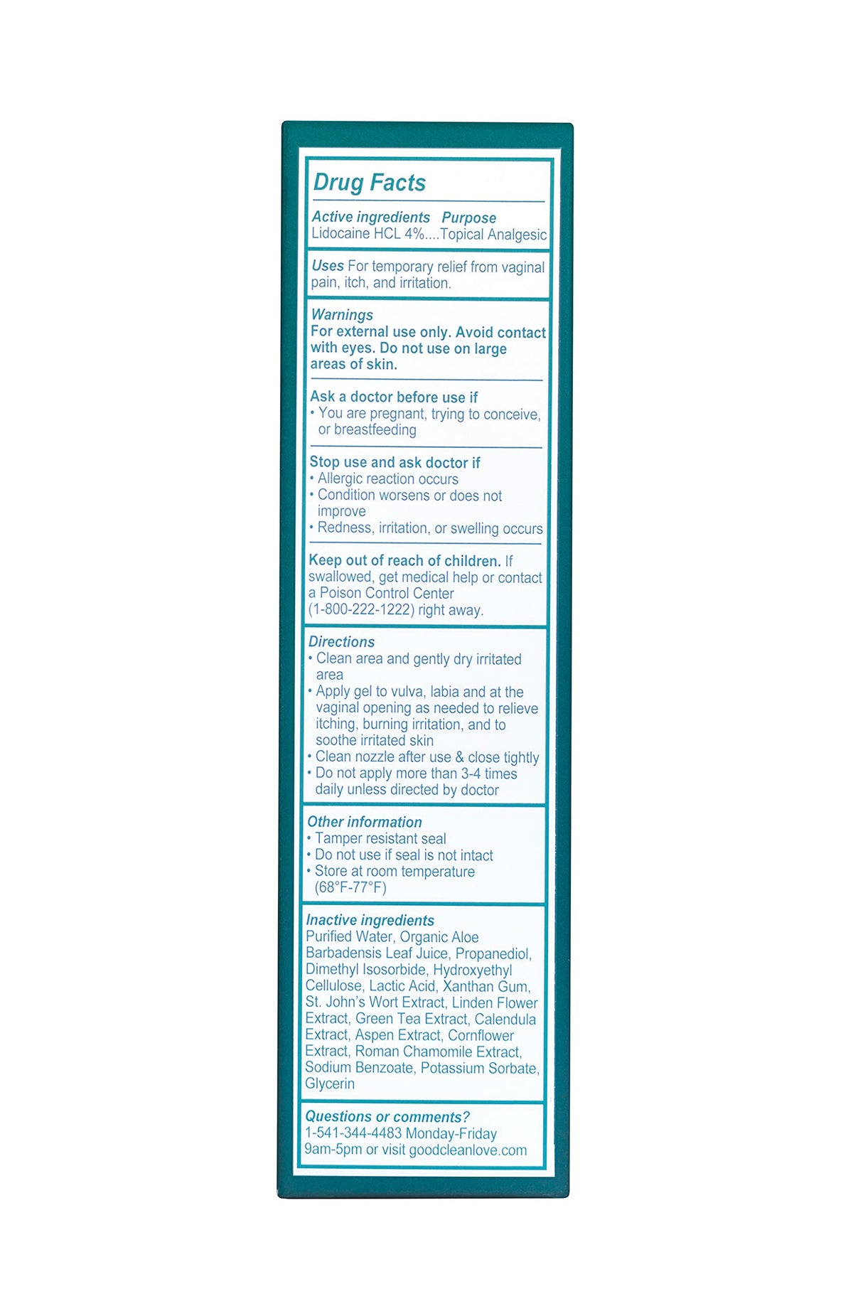 Good Clean Love Relief Gel Pain & Itch with Lidocaine 4%, Fast-Acting Relief from Pain, Itch, and Irritation
