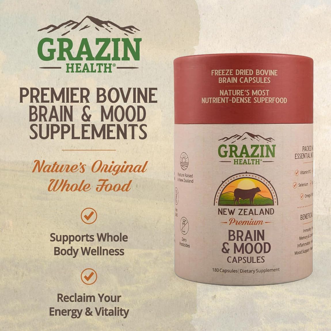 Bovine Organ Complex 3000mg per Serving (30 Servings) | Pancreas, Liver, Spleen, Kidney, Heart (600 Mg per Organ per Capsule) Grass Fed