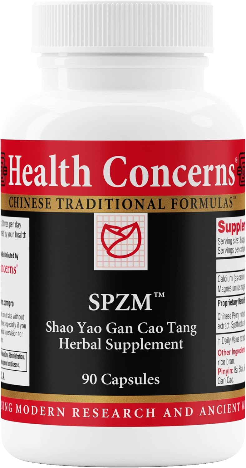 Health Concerns SPZM – Herbal Muscle Cramp Relief & Upper Body Spasm Support – Trigeminial & Intercostal Neuralgia Aid – Blood Circulation & Nerve Comfort – Chinese Herbal Formula – 90 Capsules