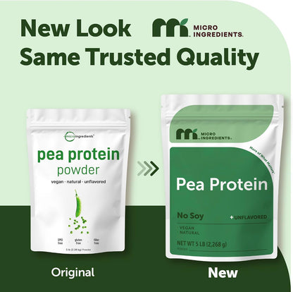 Micro Ingredients North American Grown, Pea Protein Powder, 5 Pounds | Plant Based, Unflavored | Complete Vegan Protein Source with BCAAs & EAAs – 27g Serving | Non-GMO, Keto Friendly