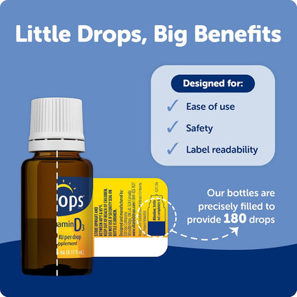 Ddrops Adults 2000IU 180 Drops - Liquid Vitamin D3 Supplement, Supporting Strong Bones & Immune System