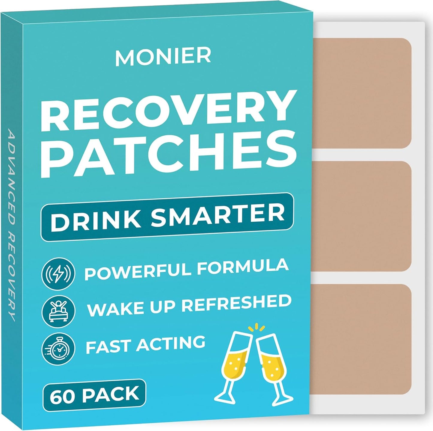 Recovery Patches 60 Pack - Wake Up Refreshed & Energized | Natural Ingredients Recovery Stickers, Skin-Friendly & Waterproof, Apply Before Drinking, Enhanced Morning Formula