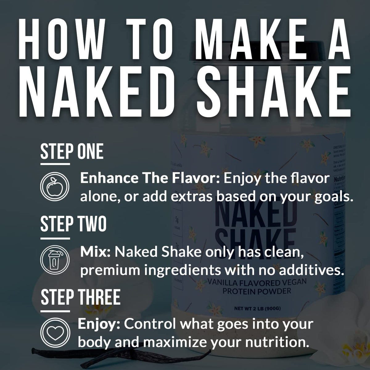 NAKED nutrition Naked Shake - Vanilla Protein Powder - Plant Based Protein Shake