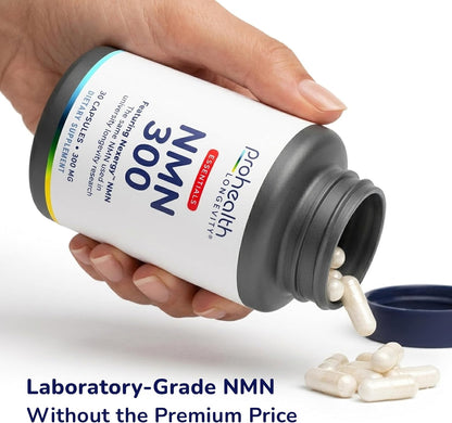 ProHealth Longevity Essentials NMN 300 (300mg, 30 Capsules) - Featuring Nexergy™ NMN 300mg Supplement, NAD+ Precursor, Dietary Supplement, Cellular Health, Metabolism Support