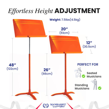 Manhasset Music Stand for Sheet Music - 48 Symphony Model - Long Lasting, Durable Manhasset Stand - Adjustable Height - 26" to 48" - Made in the USA