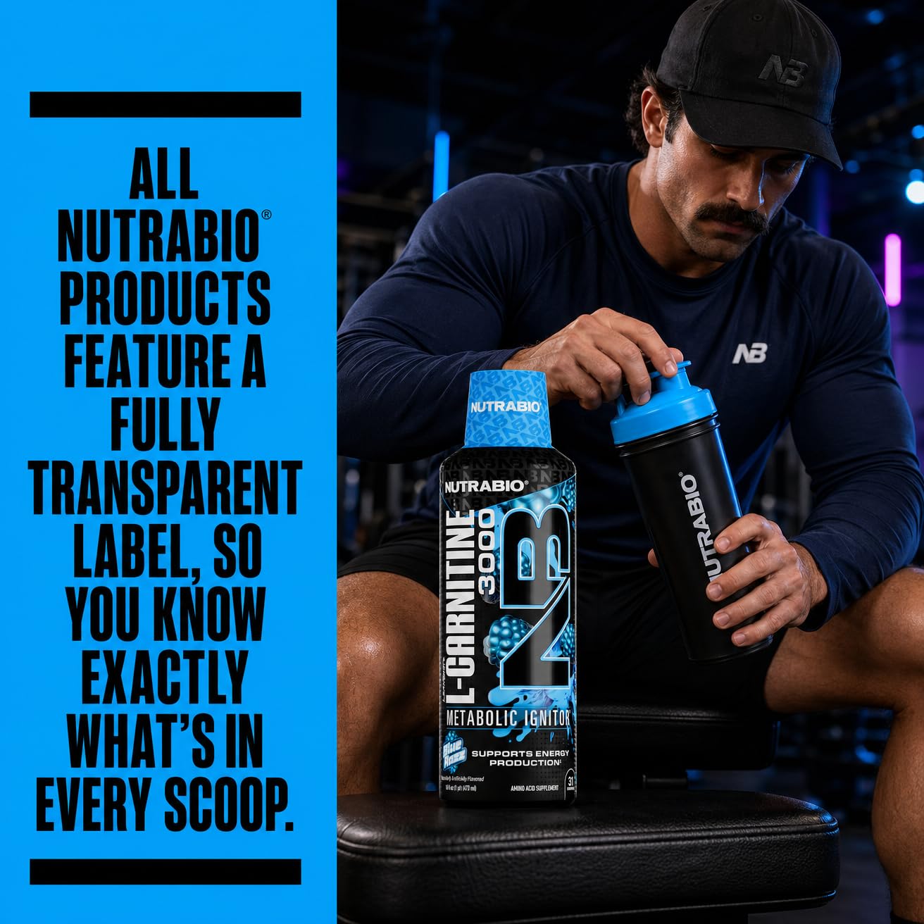 NutraBio – L-Carnitine Liquid Shots – 3000mg, (Green Apple) – 10mg of Vitamin B-5 – Zero Carbs & Sugars – Energy Production – Muscle Recovery