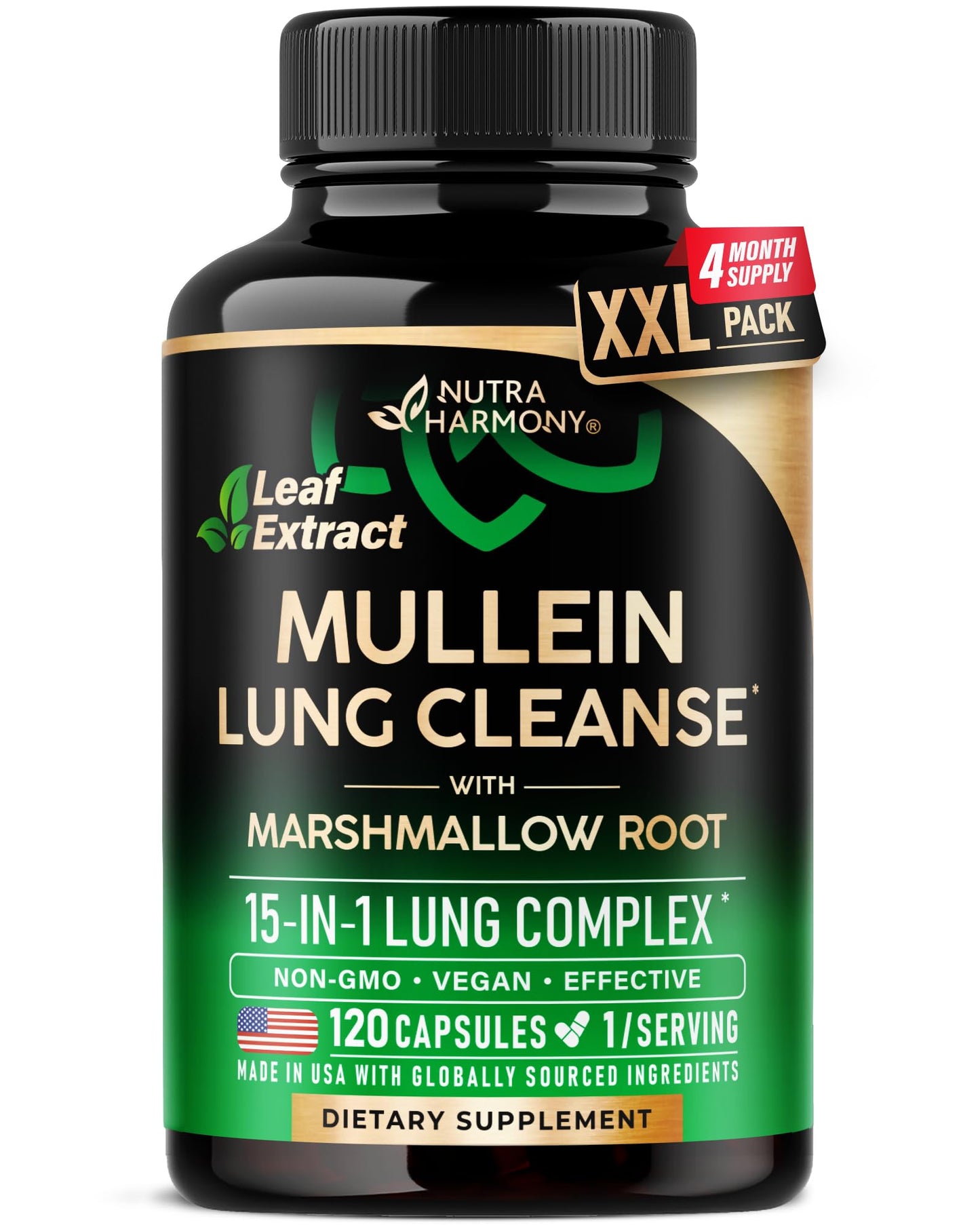 Mullein Lung Detox - Mullein Leaf 10:1 Extract - Marshmallow Root | Echinacea | Oregano | Quercetin | NAC - 15-in-1 Lung Support & Cleanse for Smokers Supplement - for Women & Men - 60 Vegan Capsules