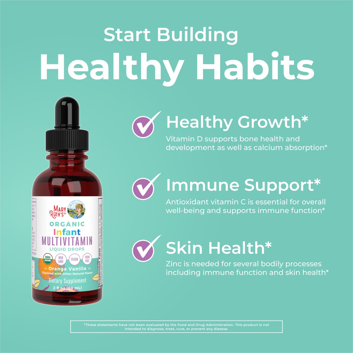 MARYRUTH'S Organics Multivitamin & Multimineral with Iron for Toddlers | USDA Organic | Sugar Free | Multivitamin Liquid Drops for Kids Ages 1-3 | Immune Support | Vegan | Non-GMO | 2 Fl Oz