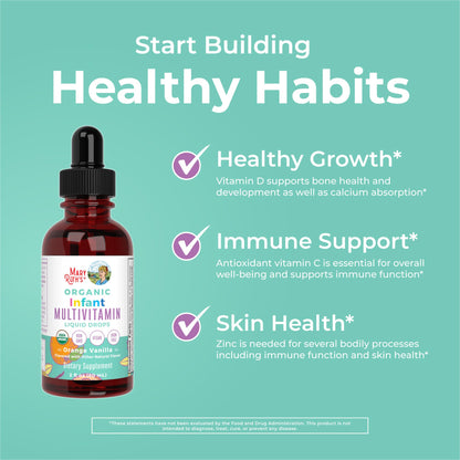 MARYRUTH'S Organics Multivitamin & Multimineral with Iron for Toddlers | USDA Organic | Sugar Free | Multivitamin Liquid Drops for Kids Ages 1-3 | Immune Support | Vegan | Non-GMO | 2 Fl Oz