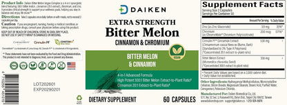 DAIKEN Bundle of Kids Fish Oil Omega-3 Gummies 300mg DHA/EPA w/Vitamin D3, Norwegian Sourced & Bitter Melon, Cinnamon & Chromium Vegetarian Capsules w/Zinc