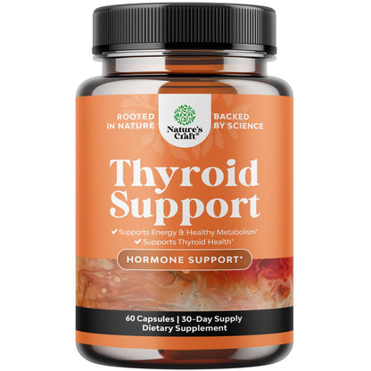 Natures Craft Herbal Thyroid Support Complex - Potent Kelp Iodine Supplement with L Tyrosine, Bladderwrack, Selenium & Ashwagandha for Hormone Balance - Mood & Energy Dietary Pills - 60 Count