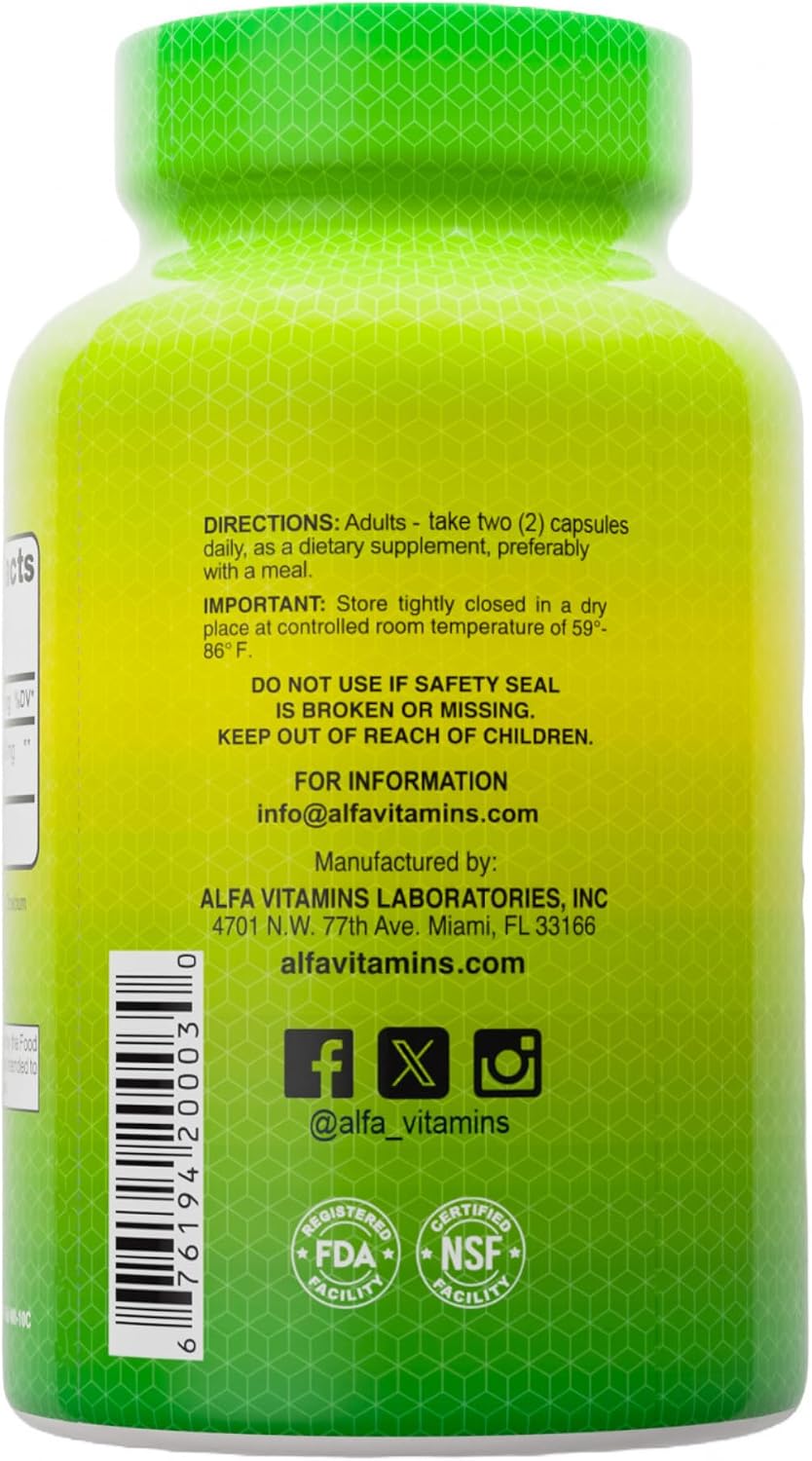 ALFA VITAMINS Maca 1000 mg Peruvian Maca Root Supplement for Energy & Wellness – Plant-Based Formula - 60 Capsules (2-Pack)